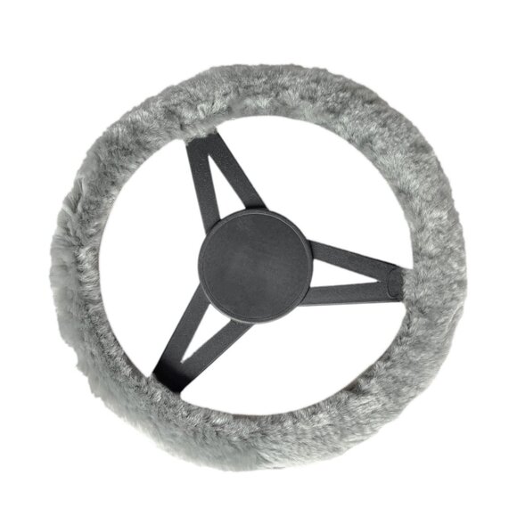 Natural Automotive Classic Sheepskin Steering Wheel Cover | 1-Piece | Silver - Picture 3 of 3